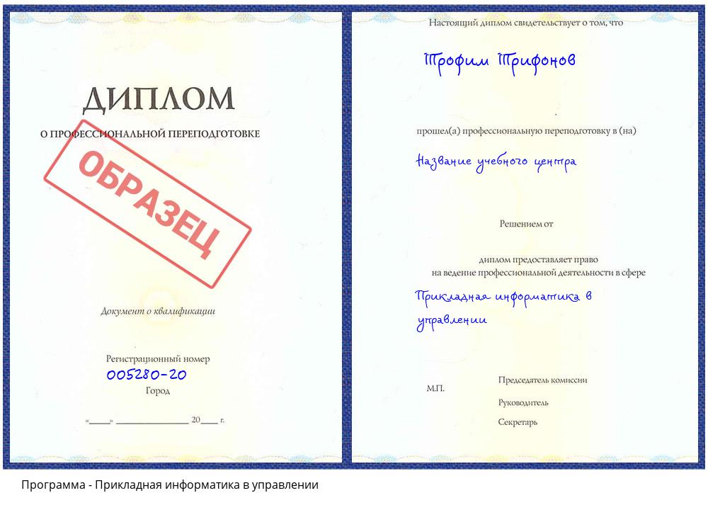 Прикладная информатика в управлении Видное