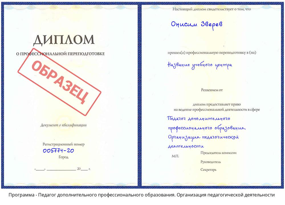 Педагог дополнительного профессионального образования. Организация педагогической деятельности Видное