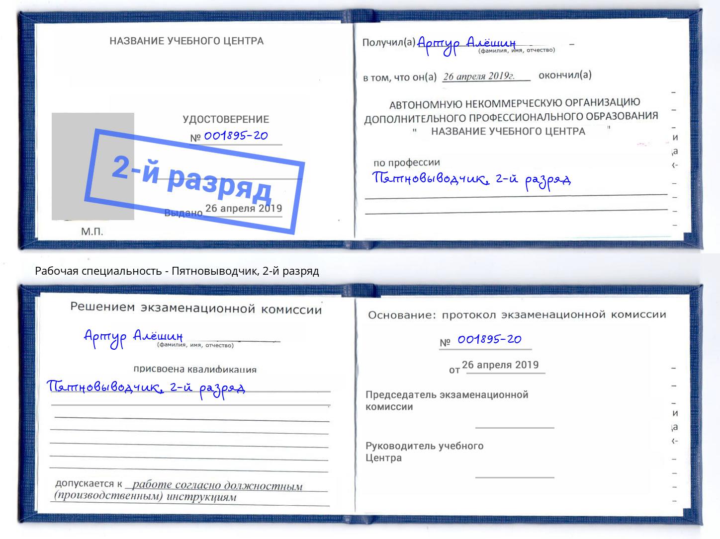 корочка 2-й разряд Пятновыводчик Видное