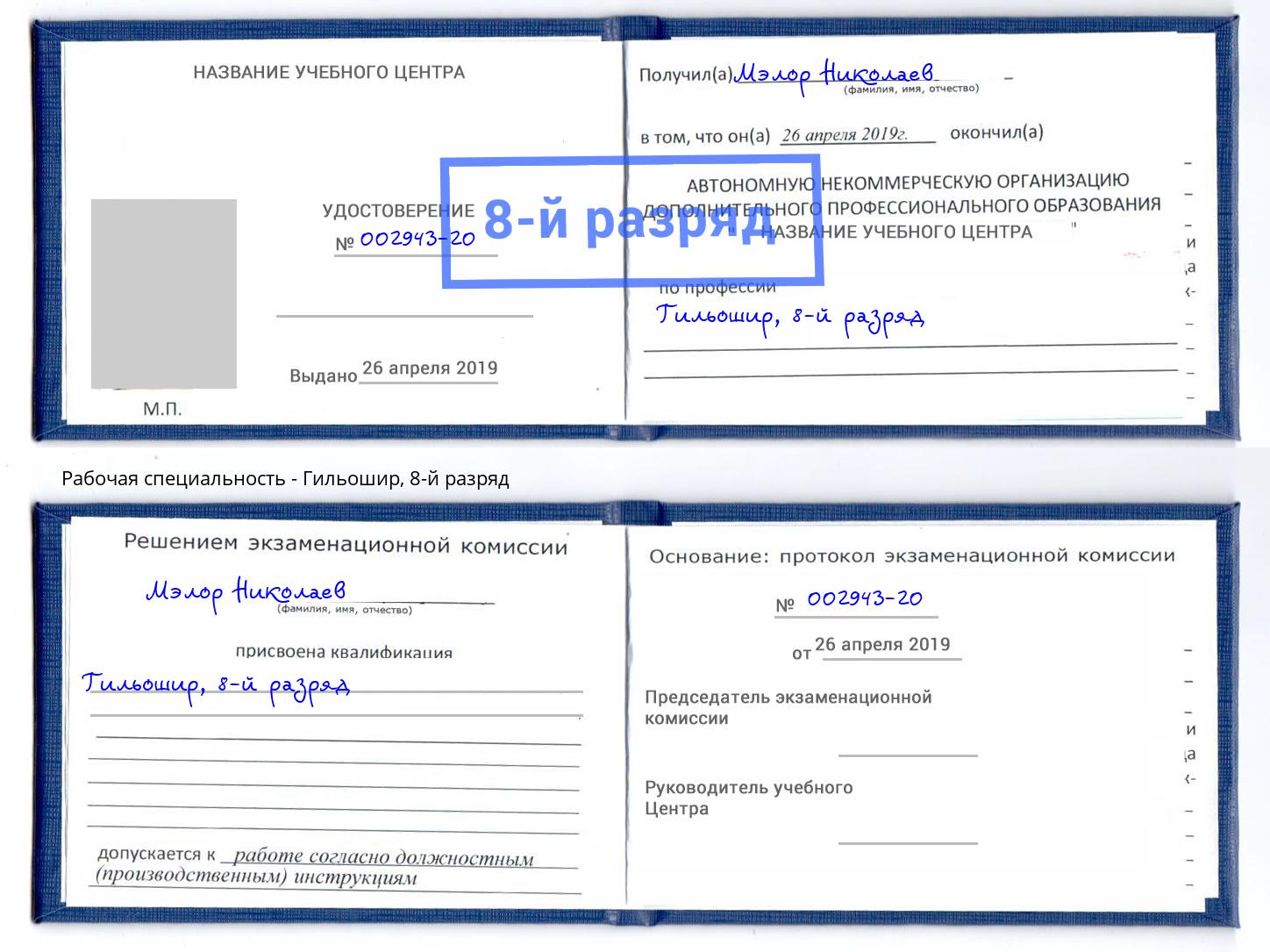 корочка 8-й разряд Гильошир Видное